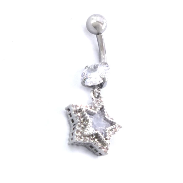 316L Çelik Yıldız Model Zirkon Taşlı Piercing PRC-224 - 3