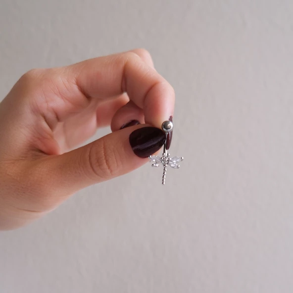 316L Çelik Yusufçuk Model Zirkon Taşlı Piercing PRC-223 - 2