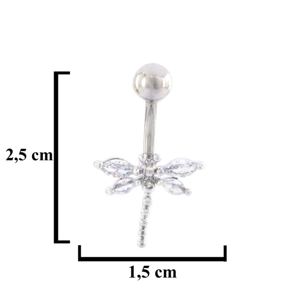 316L Çelik Yusufçuk Model Zirkon Taşlı Piercing PRC-223 - 3