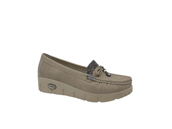 Zerhan 400 Kadın Vizon Taşlı Fiyonklu Dolgu Topuk Ayakkabı - 4