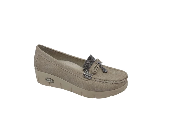 Zerhan 400 Kadın Vizon Taşlı Fiyonklu Dolgu Topuk Ayakkabı - 2