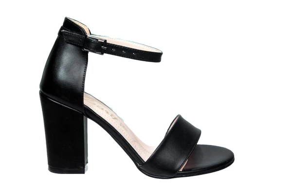 KADIN Siyah Tekbant Kalın Topuklu Ayakkabı - Resim 2