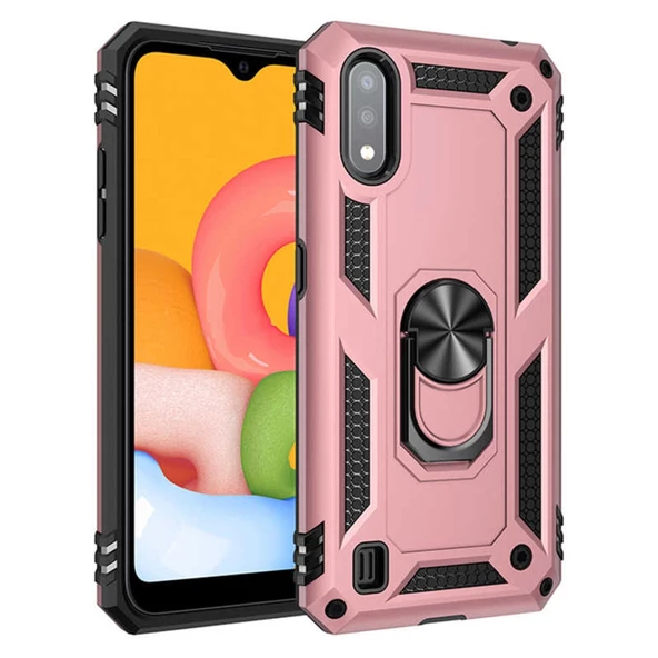 Galaxy A01 Yüzüklü Standlı Manyetikli Armor Vega Zırh Kılıf - 11