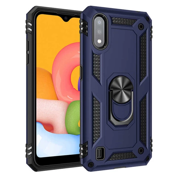 Galaxy A01 Yüzüklü Standlı Manyetikli Armor Vega Zırh Kılıf - 10