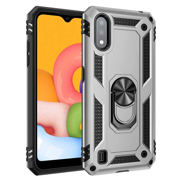 Galaxy A01 Yüzüklü Standlı Manyetikli Armor Vega Zırh Kılıf - 12