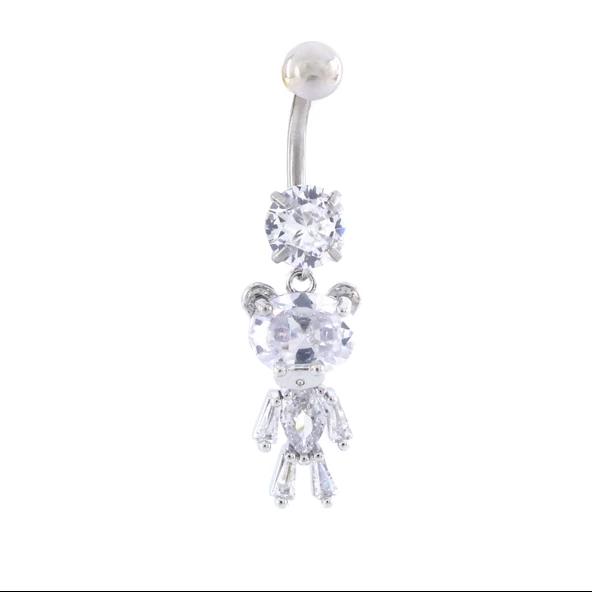 316L Çelik Ayıcık Model Zirkon Taşlı Piercing  PRC-221 ürün görseli