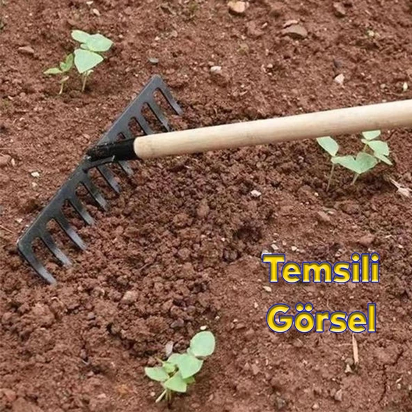 Metal Yapar Bahçe Tarla Tırmığı 14 Diş Çim Peyzaj Yaprak Ot Saman Temizleme Toprak İşleme Tırmığı - 6