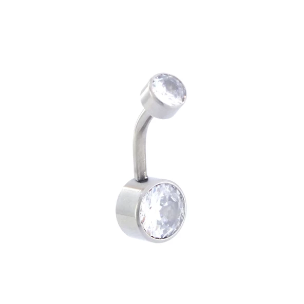 316L Çelik Beyaz Zirkon Taşlı Yuvarlak Model Piercing PRC-209 - 2