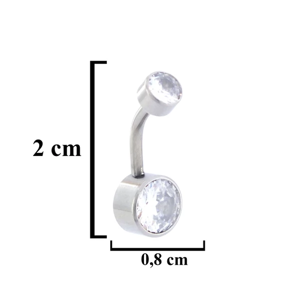 316L Çelik Beyaz Zirkon Taşlı Yuvarlak Model Piercing PRC-209 - 4