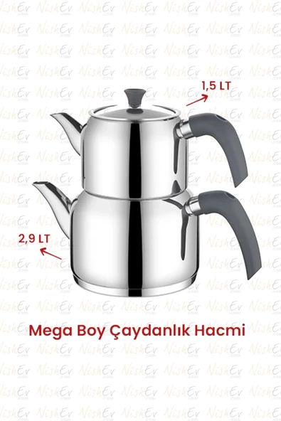 Kahramanlar Delux Soft 4 Parça Çaydanlık Takımı - Mega Boy Antrasit - 2