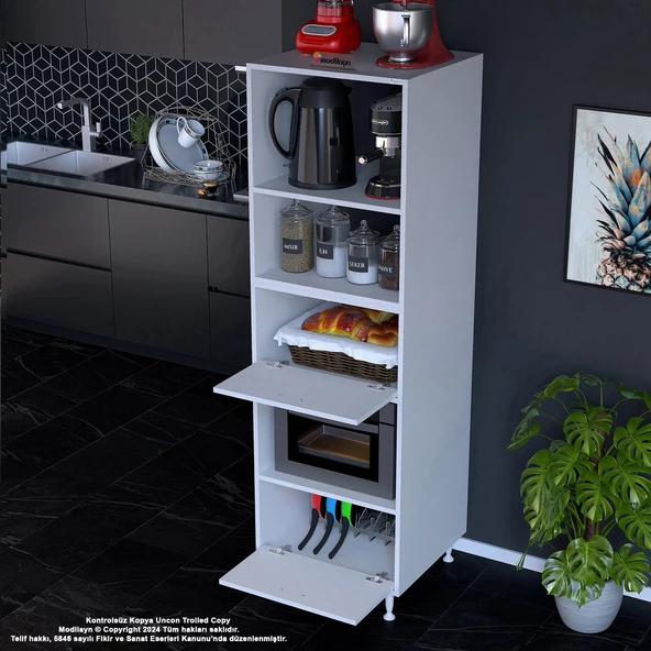 Modilayn SİLVA LOYA 59,6 x 194,6 x 56 cm 2 Kapaklı Ankastre Fırın ve Mutfak Dolabı - 3