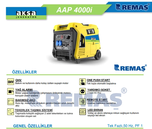 Aksa Aap 4000İ Inverter 4 Kva Monofaze Benzinli Jeneratör - 3