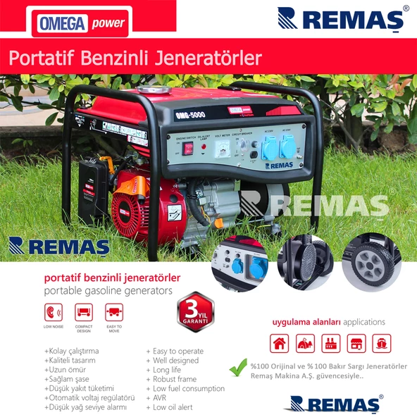 Omega OMG 3500 E Otomatik Monofaze 3.5 kVA Benzinli Jeneratör - 2
