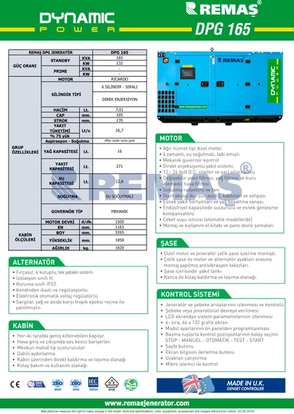 DYNAMIC DPG 165 KVA KABİNLİ TAM OTOMATİK DİZEL JENERATÖR - 2