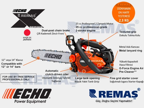 Echo CS 2511 TES Japon 1.51 HP Dal Budama Benzinli Motorlu Testere - 6