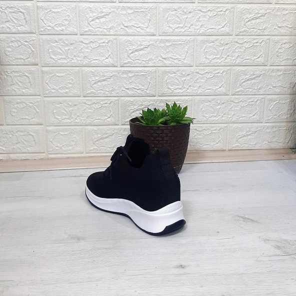 M.P 1669 Siyah İçten Gizli Topuk (7cm) Taşlı Bayan Spor Ayakkabı - Resim 11