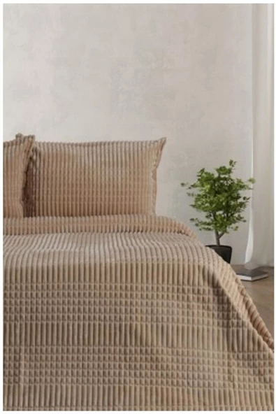 Modern Line 3 Parça Battaniye Set Bej Çk. - 2