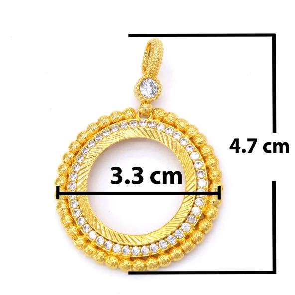 Altın Kaplama Dorikalı Yurvarlak Yarım Çerçeve Kolye Ucu TGR-366 - Resim 4