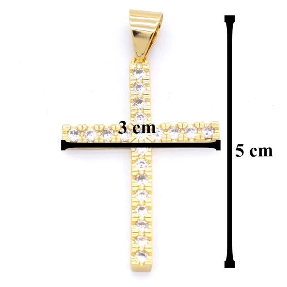 FerizZ Altın Kaplama Tek Sıra Zirkon Taşlı Hac Kolye Ucu TGR-494 - Resim 5