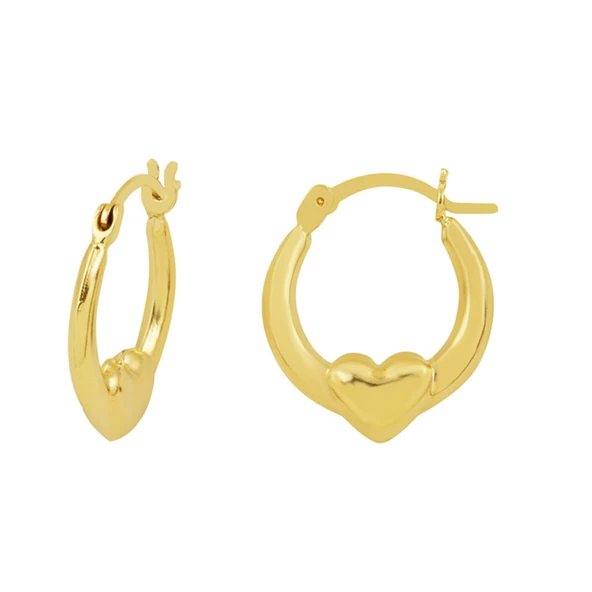 Orta Boy 14 Ayar Altın Kalp Halka Küpe ürün görseli 1