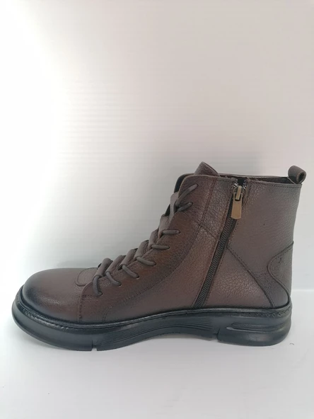 FRANCO MEN KAHVERENGİ HAKİKİ DERİ FERMUARLI BOT - Resim 2