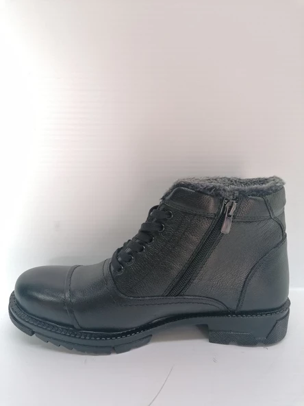 SOLMAZ WİNTER SİYAH RENK HAKİKİ DERİ KÜRKLÜ BOT - Resim 2