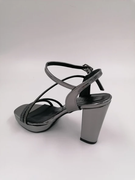SOLMAZ TOE GÜMÜŞ RENK AYNA PLATFORM ABİYE AYAKKABI - 2