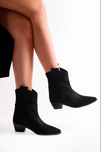 SOLMAZ GRECİA SİYAH SÜET KADIN BOT - Resim 3
