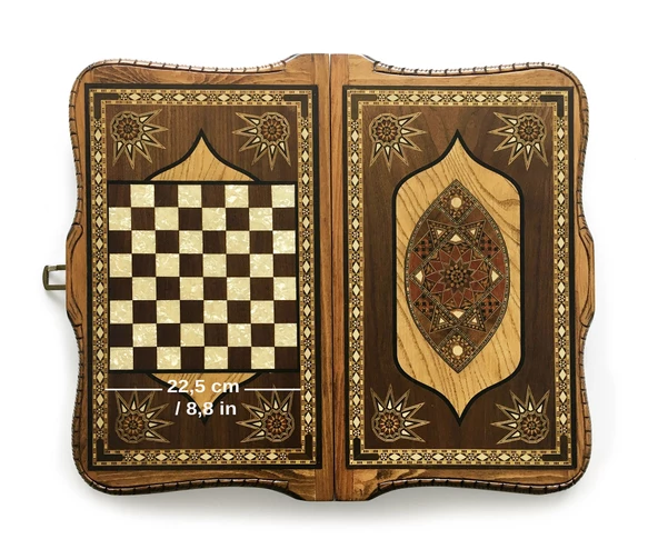 Helena Wood Art Queen Oymalı Masif Ahşap Tavla Mazel - 2