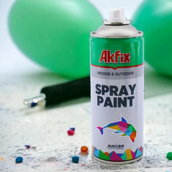 Akfix Kalıcı Akrilik Sprey Boya Parlak Yeşil 400 ml Tasarım Metal Ahşap Plastik Beton Yüzey Boyama - 2