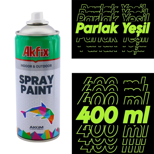 Akfix Kalıcı Akrilik Sprey Boya Parlak Yeşil 400 ml Tasarım Metal Ahşap Plastik Beton Yüzey Boyama - 3
