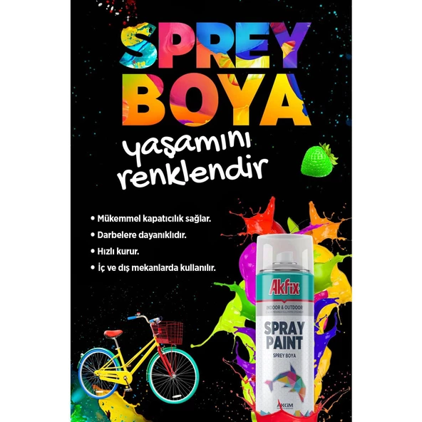 Akfix Kalıcı Akrilik Sprey Boya Parlak Yeşil 400 ml Tasarım Metal Ahşap Plastik Beton Yüzey Boyama - 6