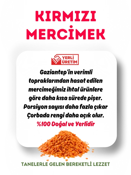 Mytat Doğal Yerli Üretim Kırmızı Futboltane Mercimek 1 kg - 4