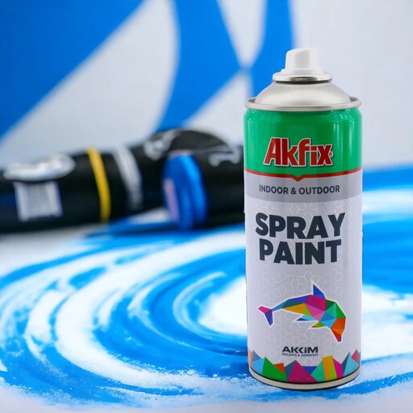 Akfix Kalıcı Akrilik Sprey Boya Parlak Mavi 400 ml Tasarım Metal Ahşap Plastik Beton Yüzey Boyama - 3