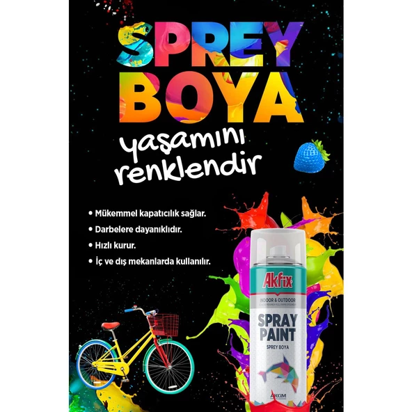 Akfix Kalıcı Akrilik Sprey Boya Parlak Mavi 400 ml Tasarım Metal Ahşap Plastik Beton Yüzey Boyama - 5