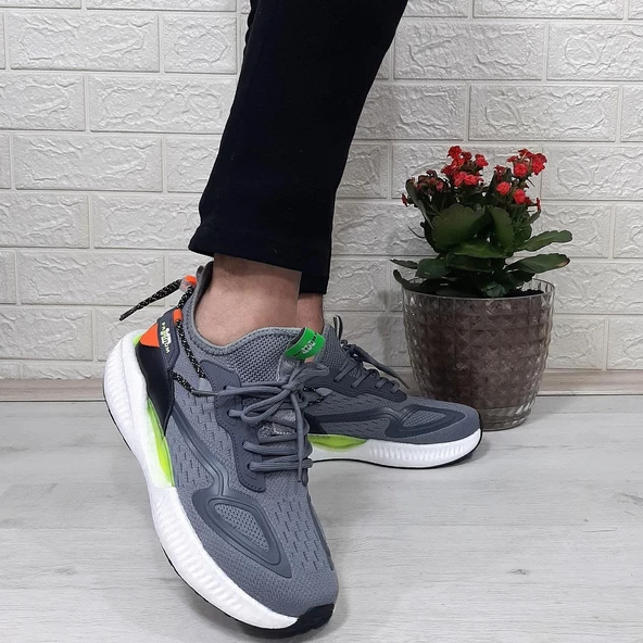 M.P 1659 Gri Renk Kaymaz Rahat HAfif Spor Ayakkabı - 5