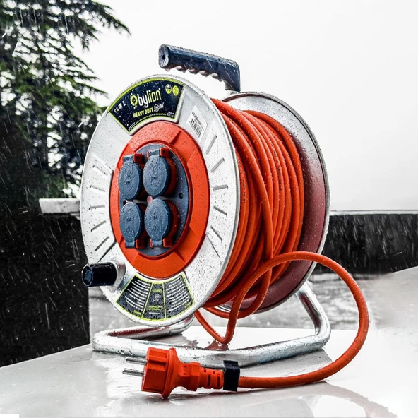 Makaralı Seyyar Kablo Kapaklı 4 Prizli Metal Uzatma Kablosu 3x1.5 mm TTR Kablo 35 Metre - 8
