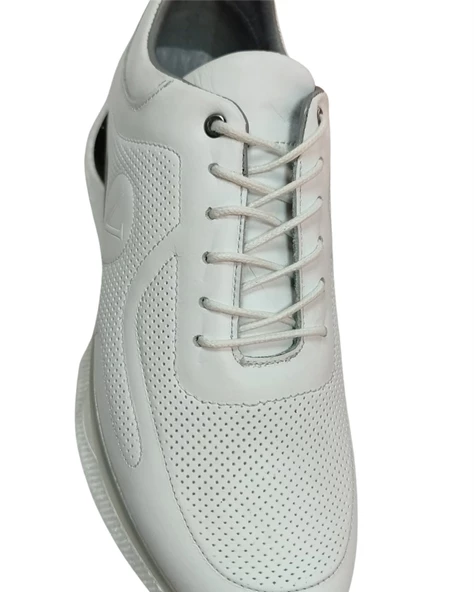 Voyager 4964 Erkek Beyaz Nata Deri Günlük Spor Ayakkabı - 7