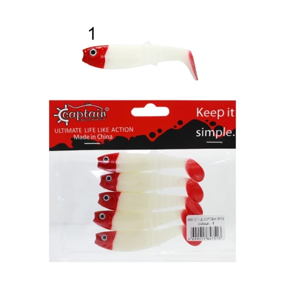 Captain 3569 Style Soft 8cm 5.4gr Levrek Turna Silikonu 5'li Paket Silikon Yem - 6