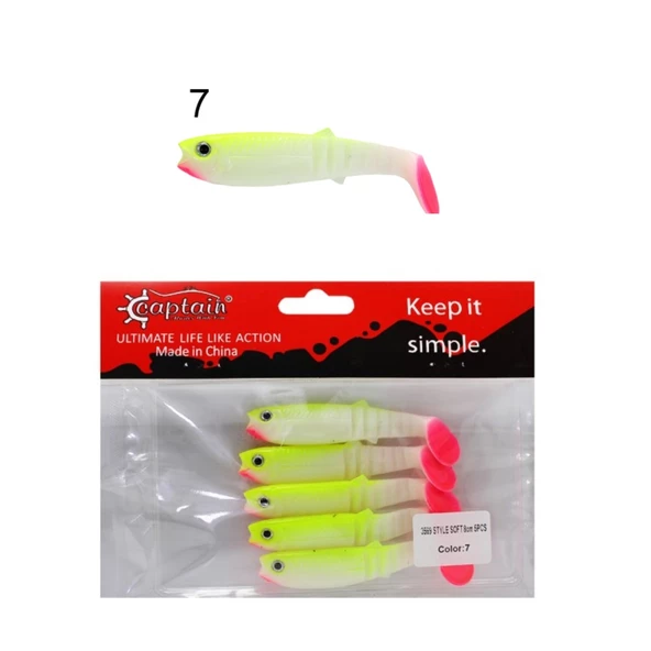 Captain 3569 Style Soft 8cm 5.4gr Levrek Turna Silikonu 5'li Paket Silikon Yem - 2