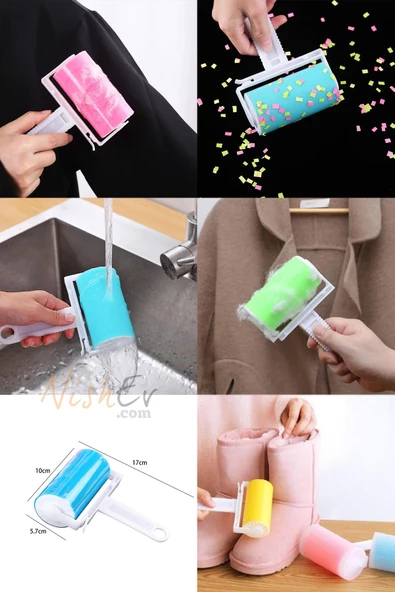 Nishev Yıkanabilir Silikon Tüy Ve Toz Toplama Rulosu Aparatı | Pratik Hayvan Toz Tüy Temizleyici - 2