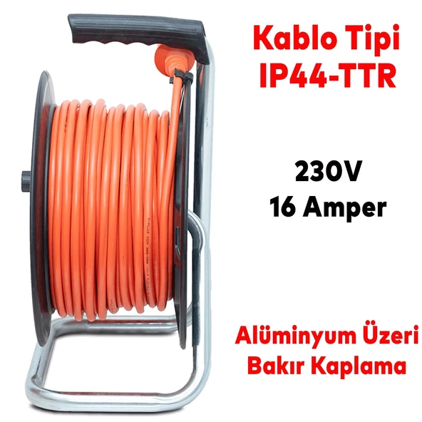 Makaralı Seyyar Kablo Kapaklı 4 Prizli Plastik Uzatma Kablosu 3x1.5 mm TTR Kablo 35 Metre - 2