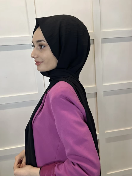 Rahat Kırışmaz Cazz Şal, Yumuşak, Tok Duruşlu Kolay Şal 01000 SİYAH - 3