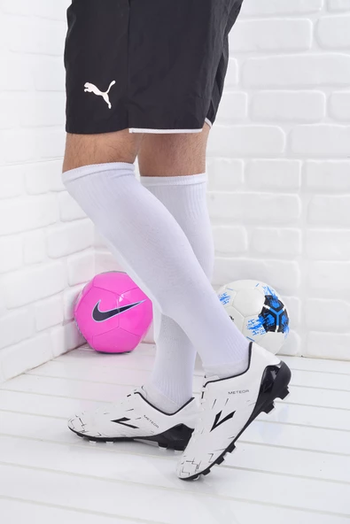 Lig Meteor Erkek Krampon Çim Saha Futbol Ayakkabısı Beyaz - 1