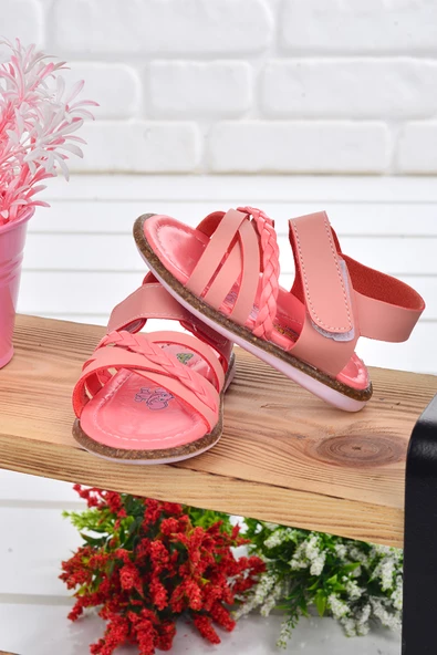 Kiko Kids Kız Bebek  İlk Adım Sandalet Şb 2311-20 Somon - Resim 4
