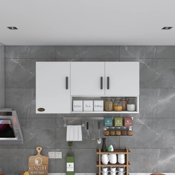 Kenzlife hazır mutfak mirandus22 byz 060X120X22 mutfak banyo dolabı kapaklı raflı - 4
