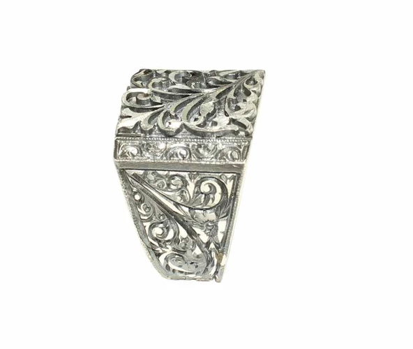 Dikdörtgen El Kalemli 925 Ayar Gümüş Erkek Yüzük - Resim 3