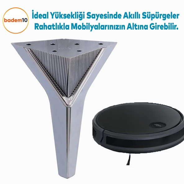 Empoli Lüks Mobilya Oturma Yükseltici Kanepe Sehpa TV Ünite Koltuk Ayağı Baza Ayakları Füme 16 cm - Resim 5