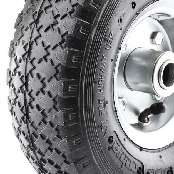 El Arabası Yük Taşıma Tekeri Siboplu Bilyeli Rulmanlı Havalı Dublex 260x80 mm Çelik Jant Tekerlek - 3