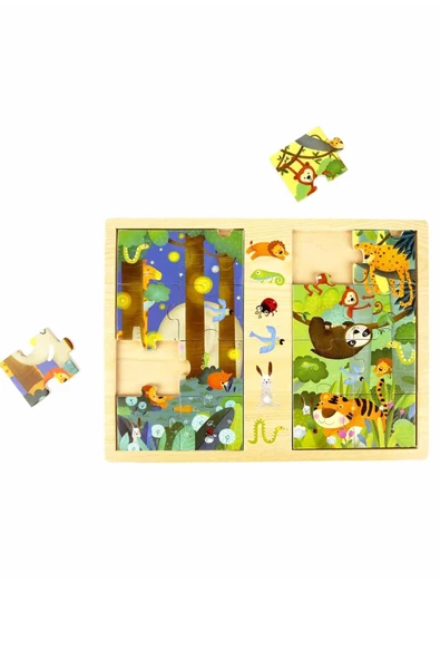 Ahşap Puzzle'ın En Güzel Örneği: Gece ve Gündüz Hayvanlar - 3